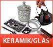 Brugskunst i Keramik, Porcelæn & Glas - Sushi stel, tekander, tekrus, lygtehuse, skærebrædt i glas mm